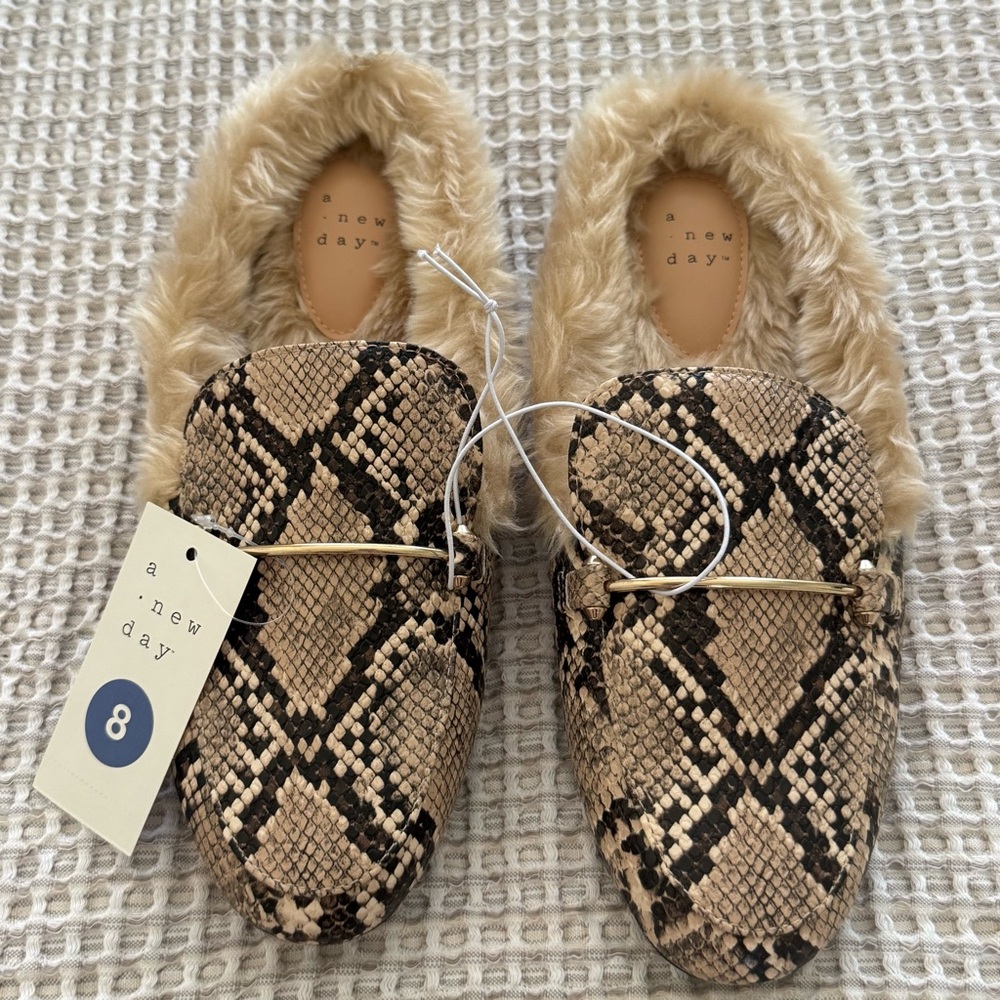 A New Day Snake Print Loafers with Faux Fur